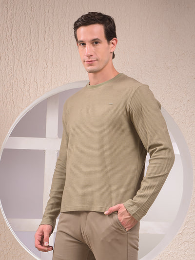 Olive Textured Knit Sweatshirt