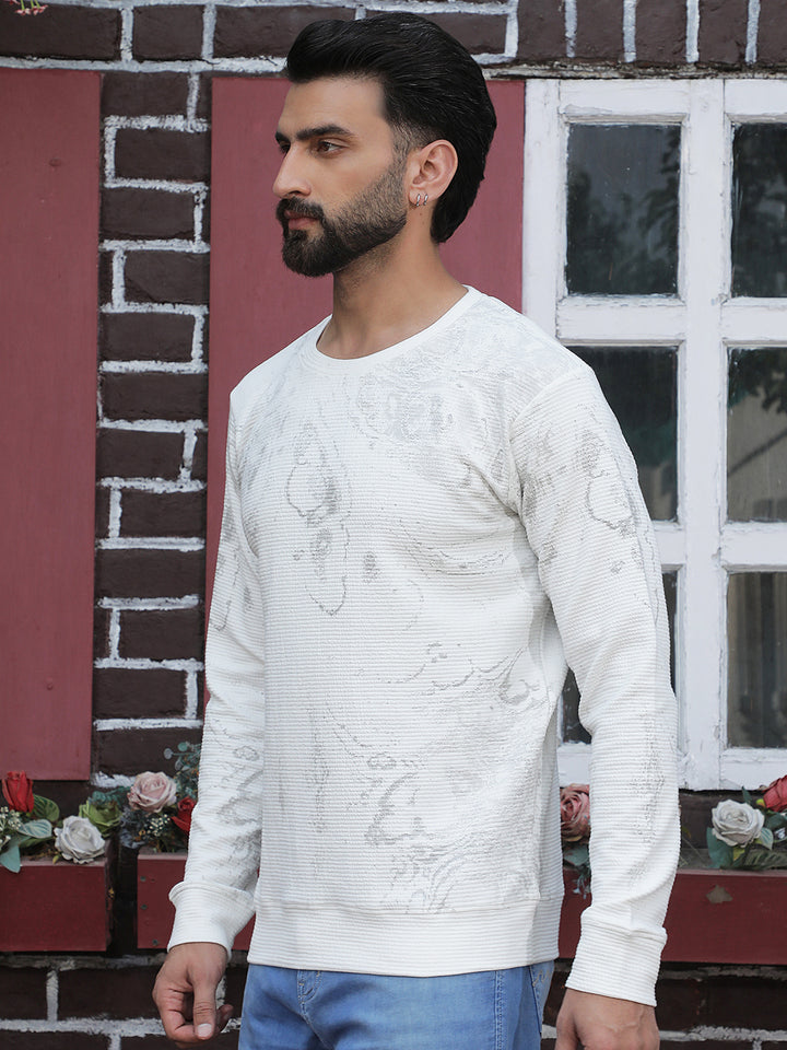 Relaxed White Printed Sweatshirt