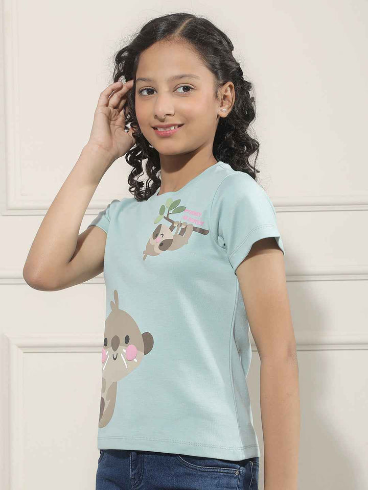 Graphic Print Blue T-Shirt