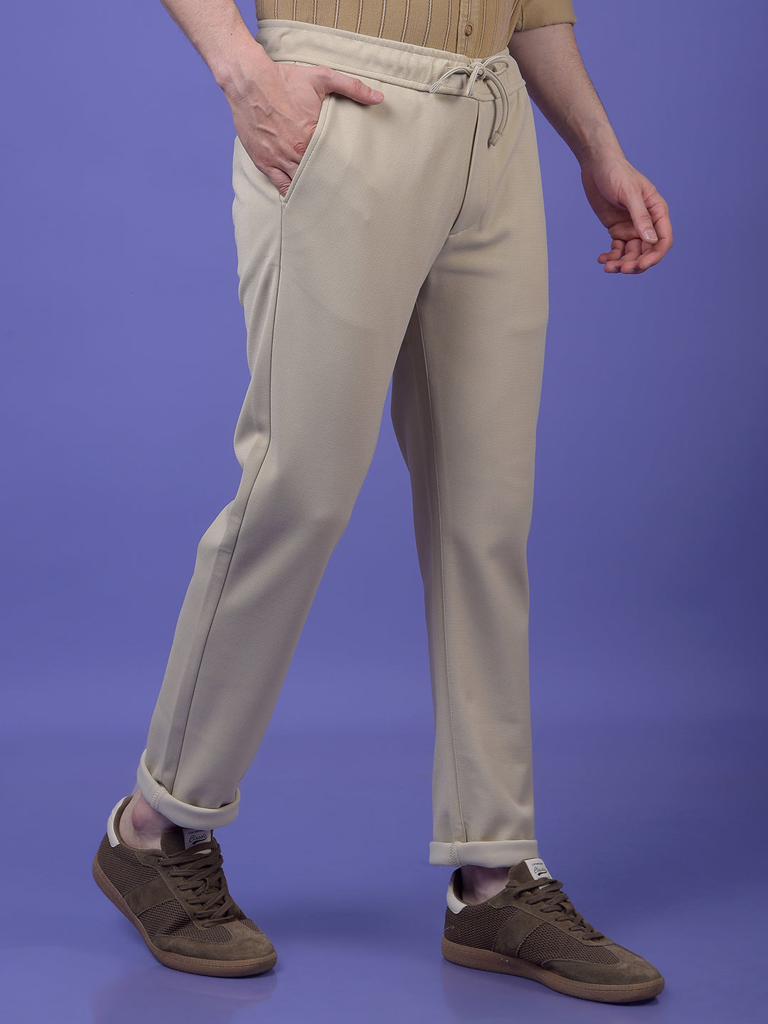 Light Beige Smooth Knit Trousers
