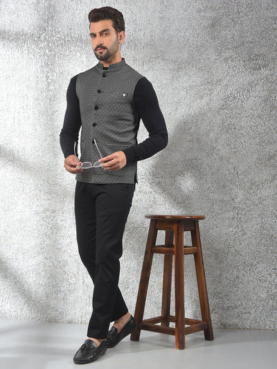 Contemporary Black Printed Waist Coat