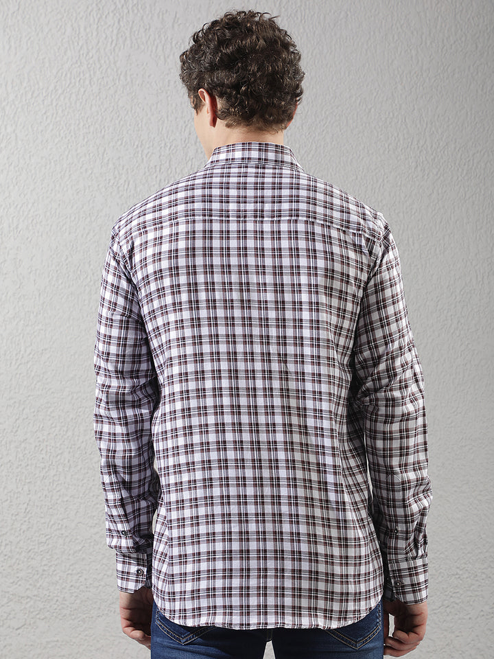 Purple Checked 100% Cotton Shirt