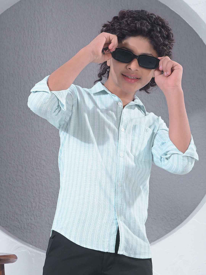 Green Vertical Stripes 100% Cotton Shirt