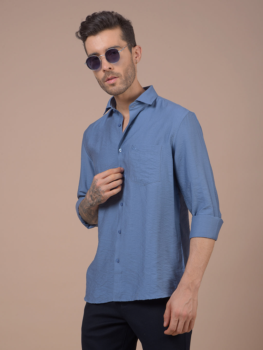 Blue Textured Shirt