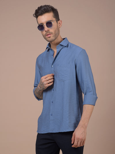 Blue Textured Shirt