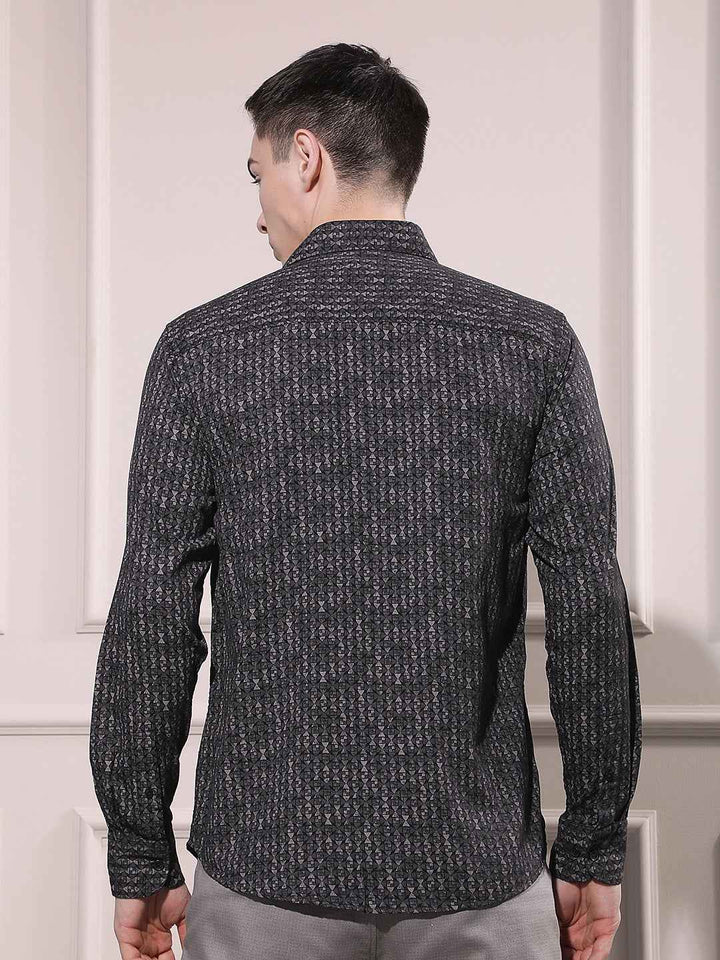 Noir Black Printed Shirt