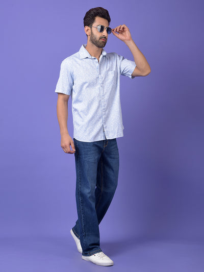 Blue Floral Print Shirt