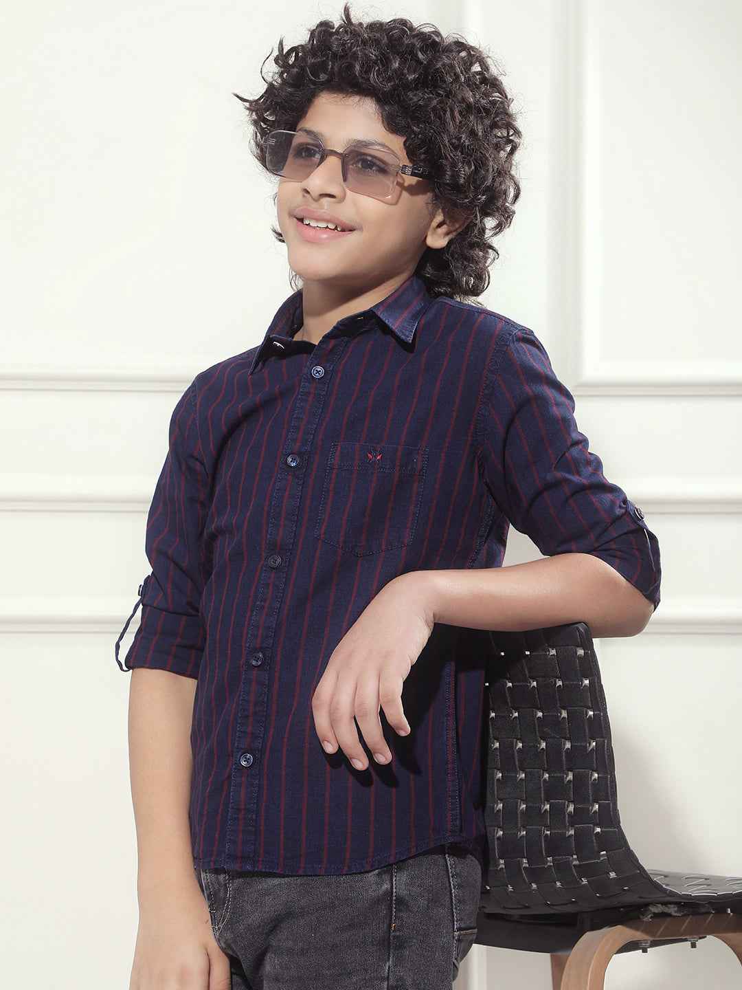 Red Vertical Striped 100% Cotton Shirt