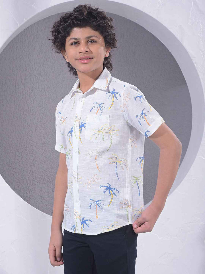 White Floral Print Shirt