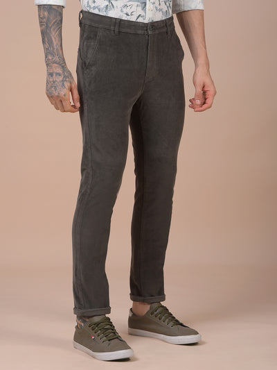 Olive Printed Corduroy Trousers