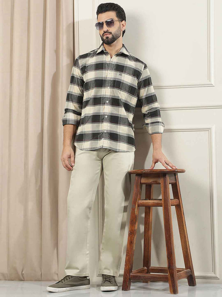 Beige Straight Trousers