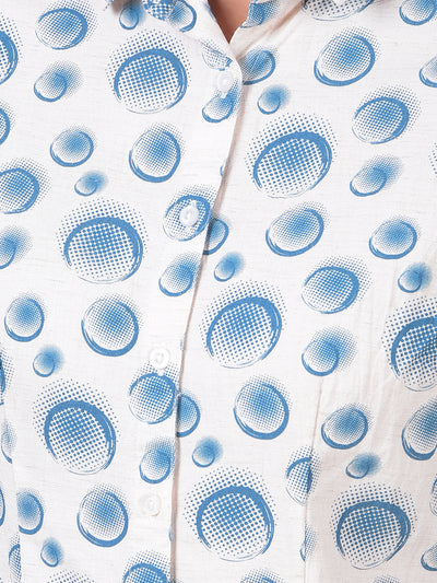 Blue Printed Linen Shirt