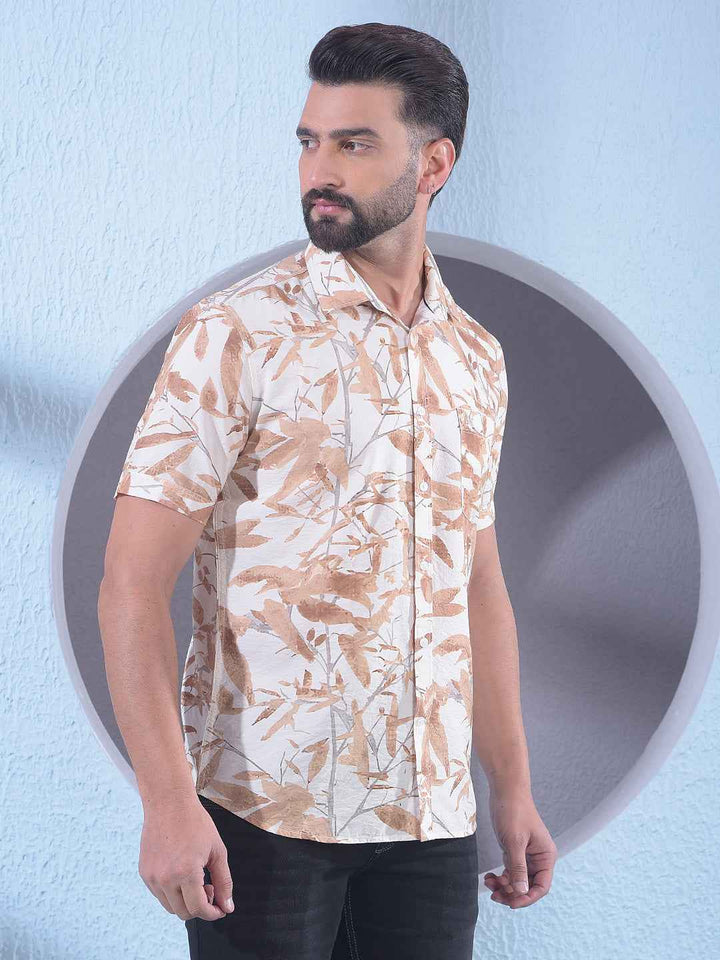 Brown Floral Print Shirt
