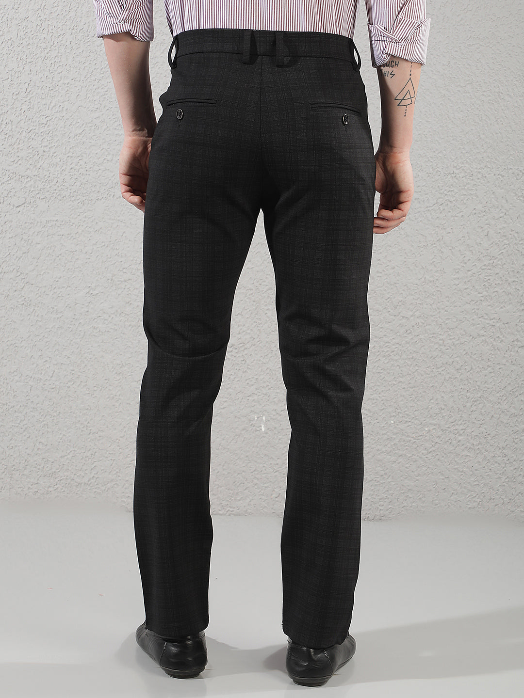 Black Checked Knitted Trousers