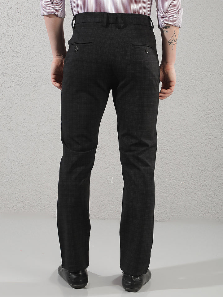 Black Checked Knitted Trousers