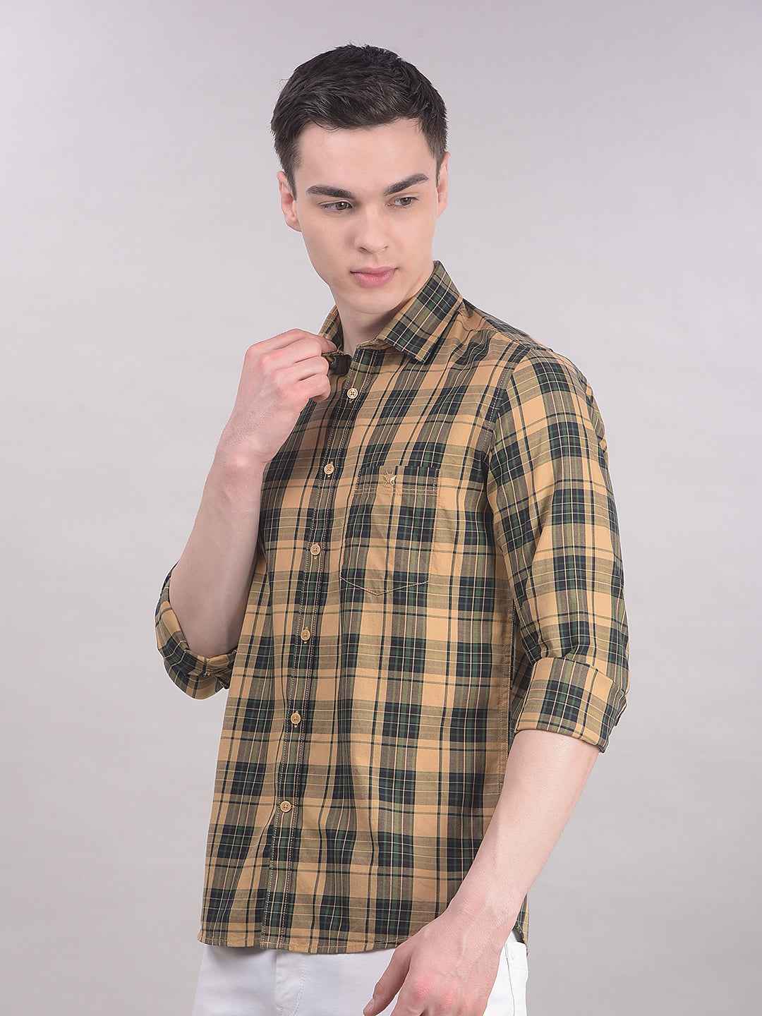 Green Checked 100% Cotton Shirt