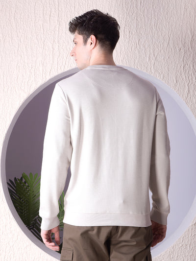 Textured Beige Casual Sweatshirt