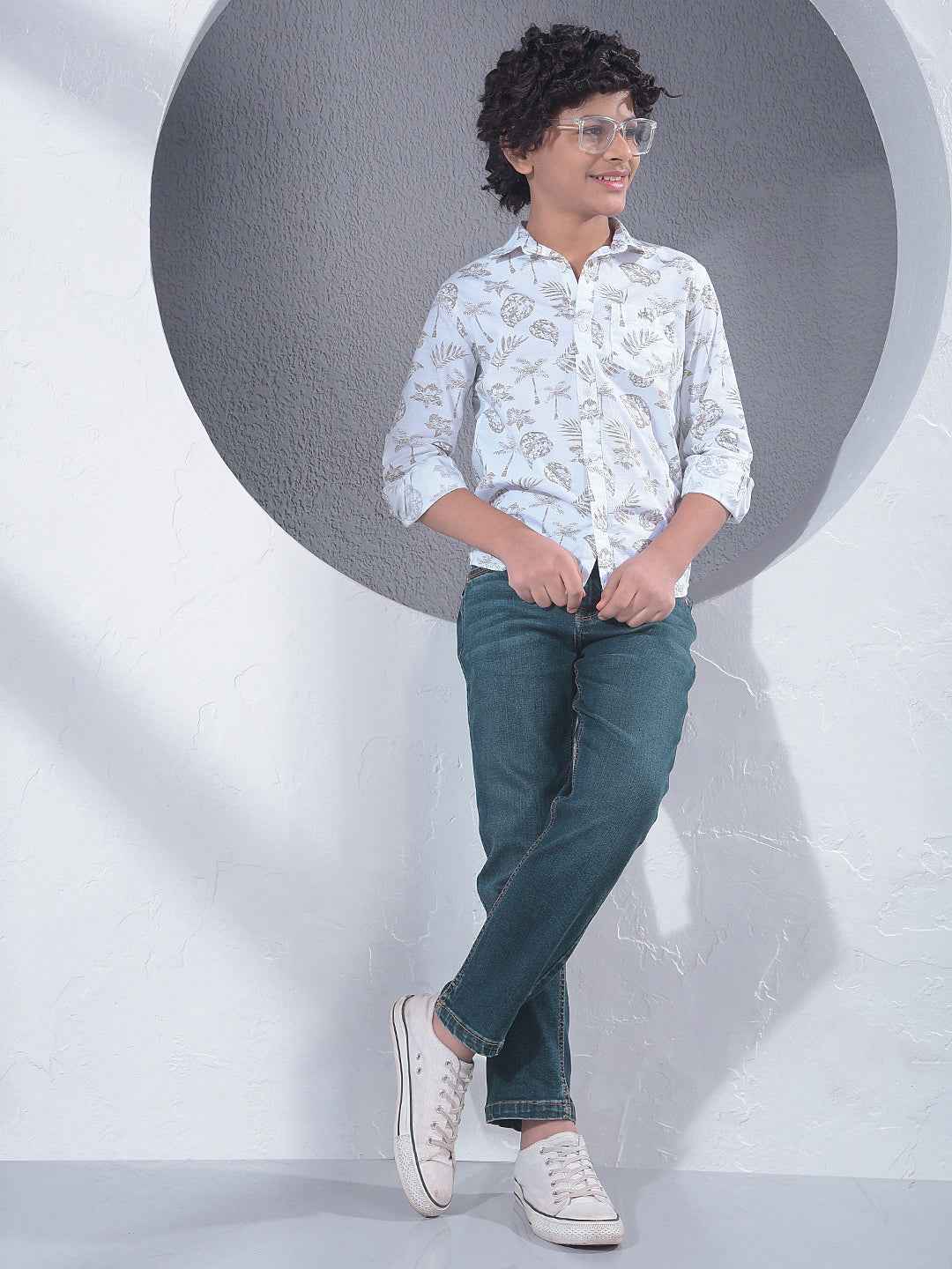 Olive Floral Print Shirt