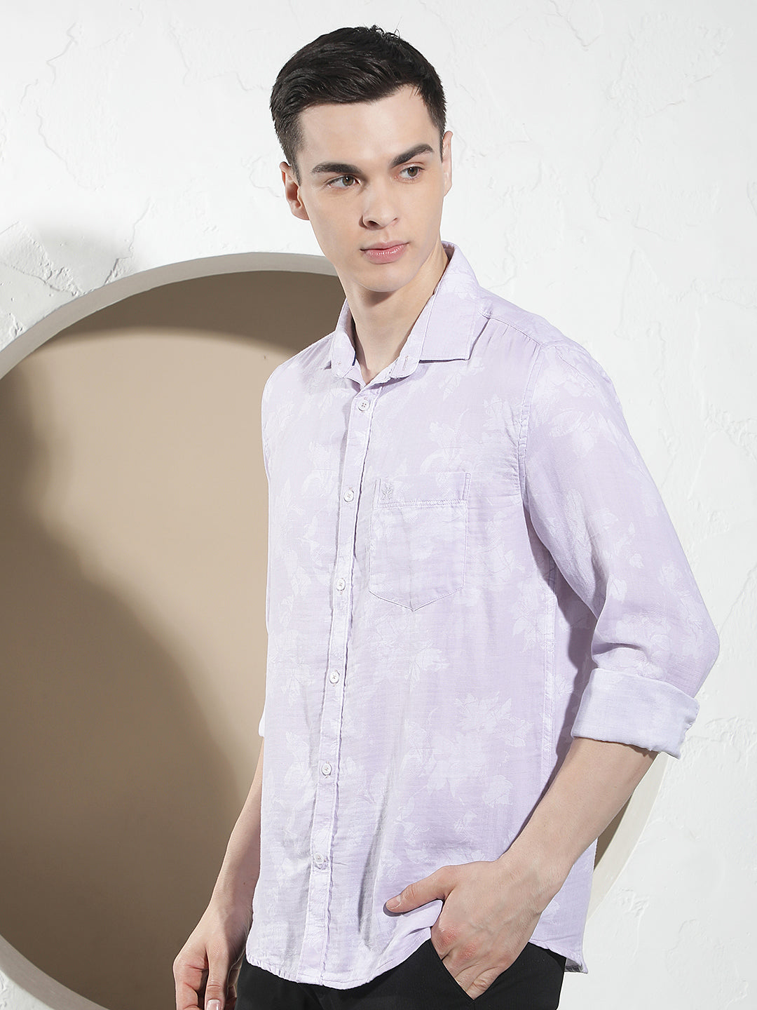 Purple Floral Print Shirt
