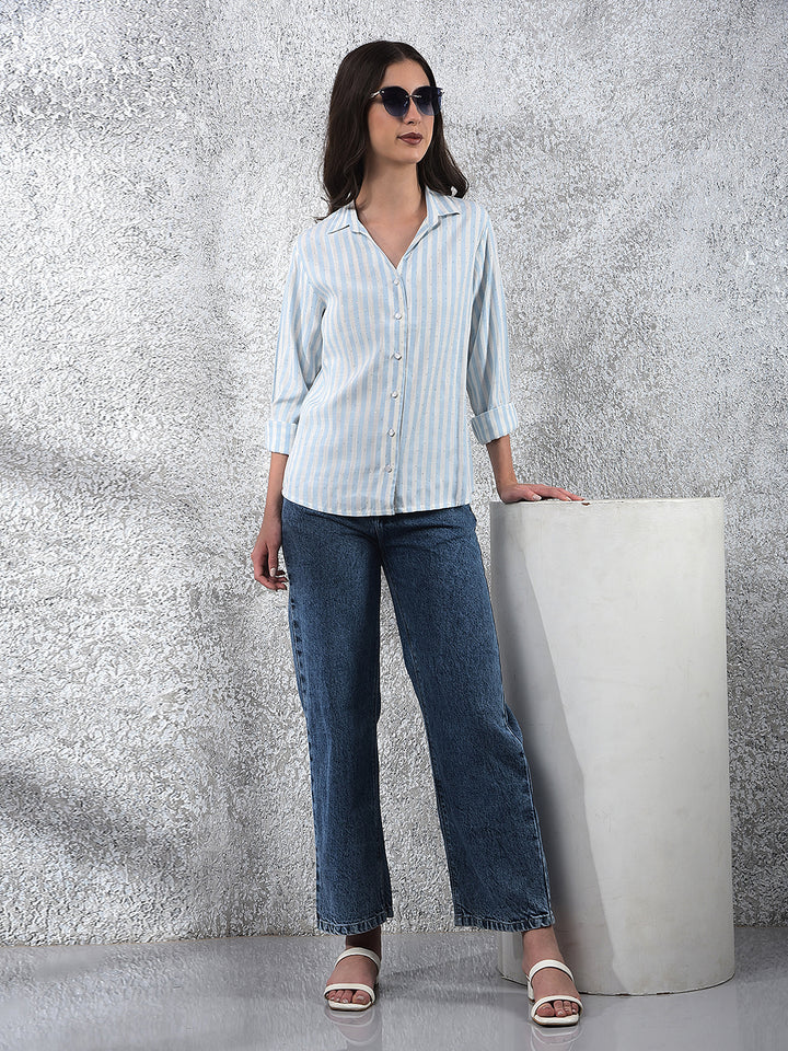 Skyline Blue Sparkle Stripes Shirt