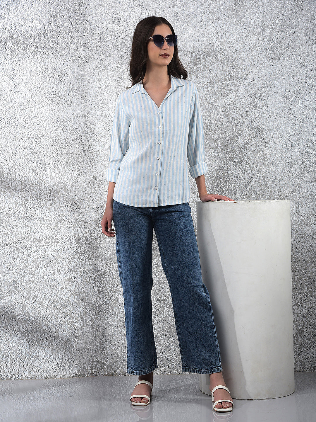 Skyline Blue Sparkle Stripes Shirt