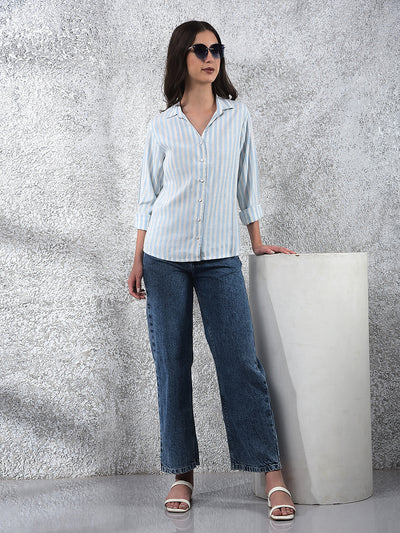 Skyline Blue Sparkle Stripes Shirt