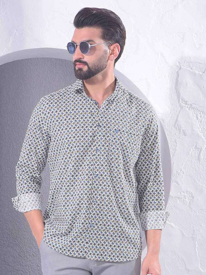 Blue Printed Modal Shirt