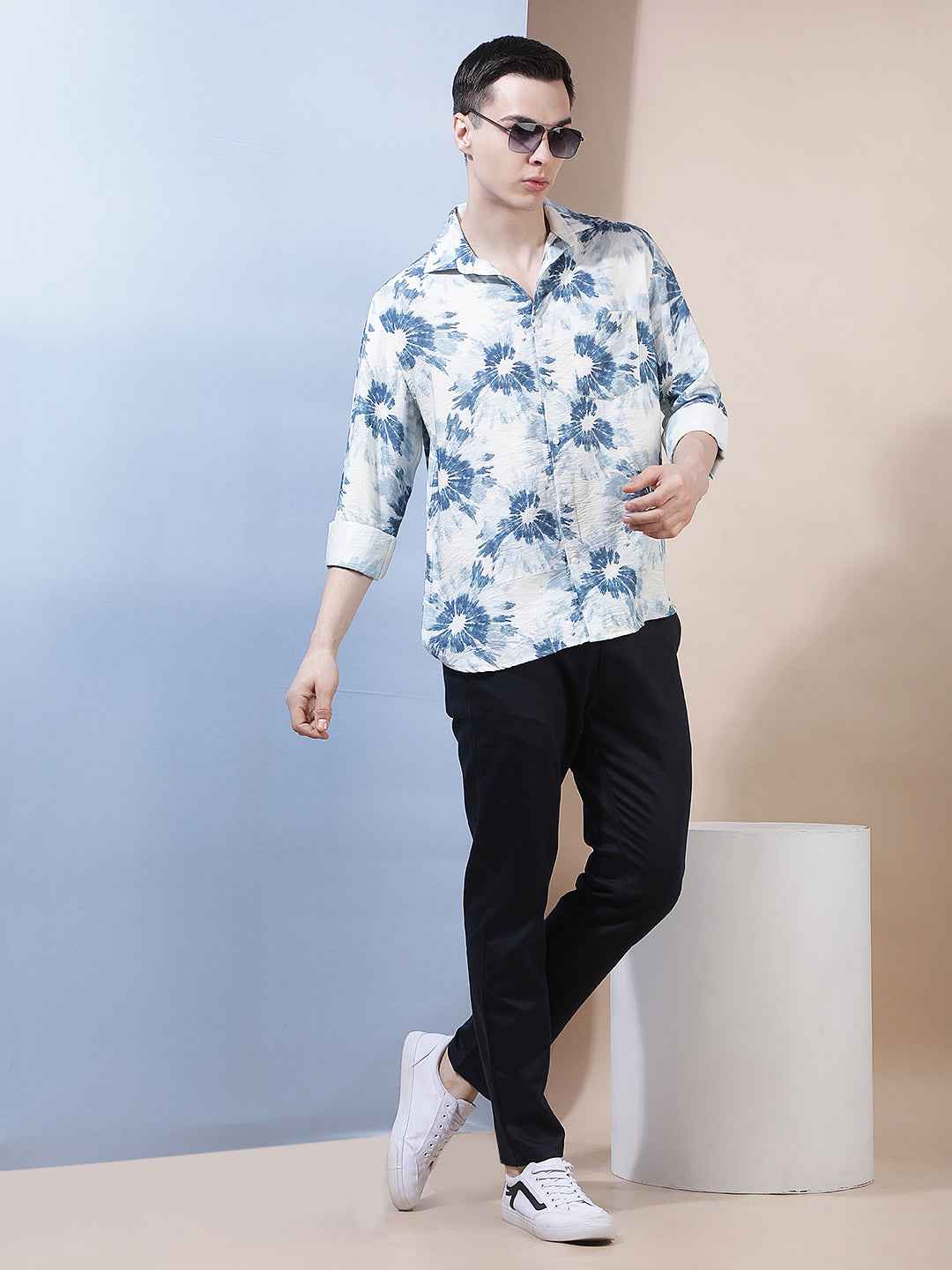 Blue Abstract Print Shirt