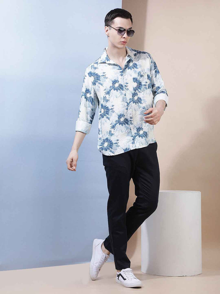 Blue Abstract Print Shirt