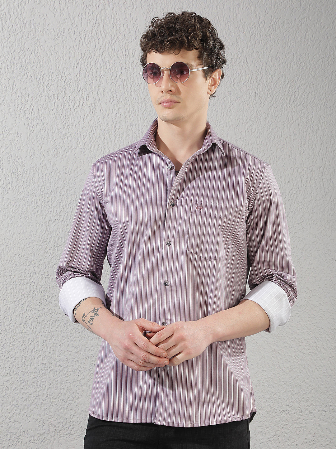 Purple Vertical Stripes Shirt