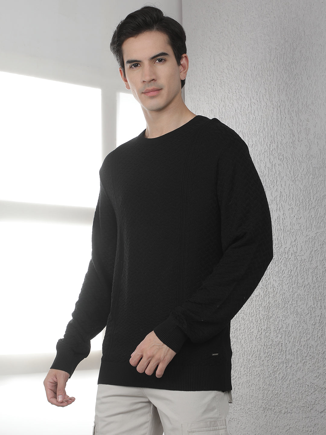 Minimalist Void Black Jacquard Sweater