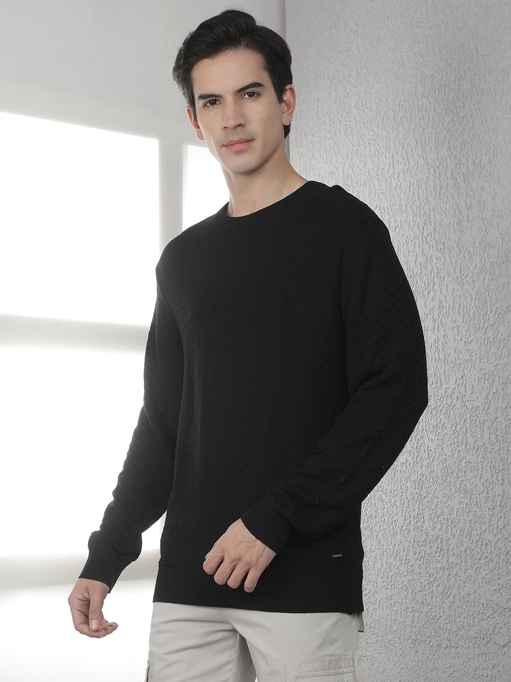 Minimalist Void Black Jacquard Sweater