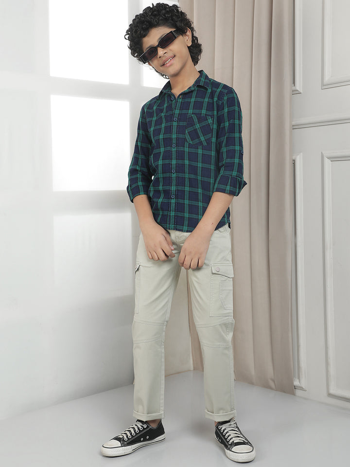 Green Checked 100% Cotton Shirt