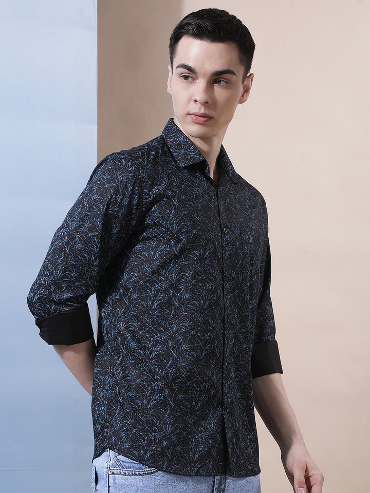 Blue Floral Print Shirt