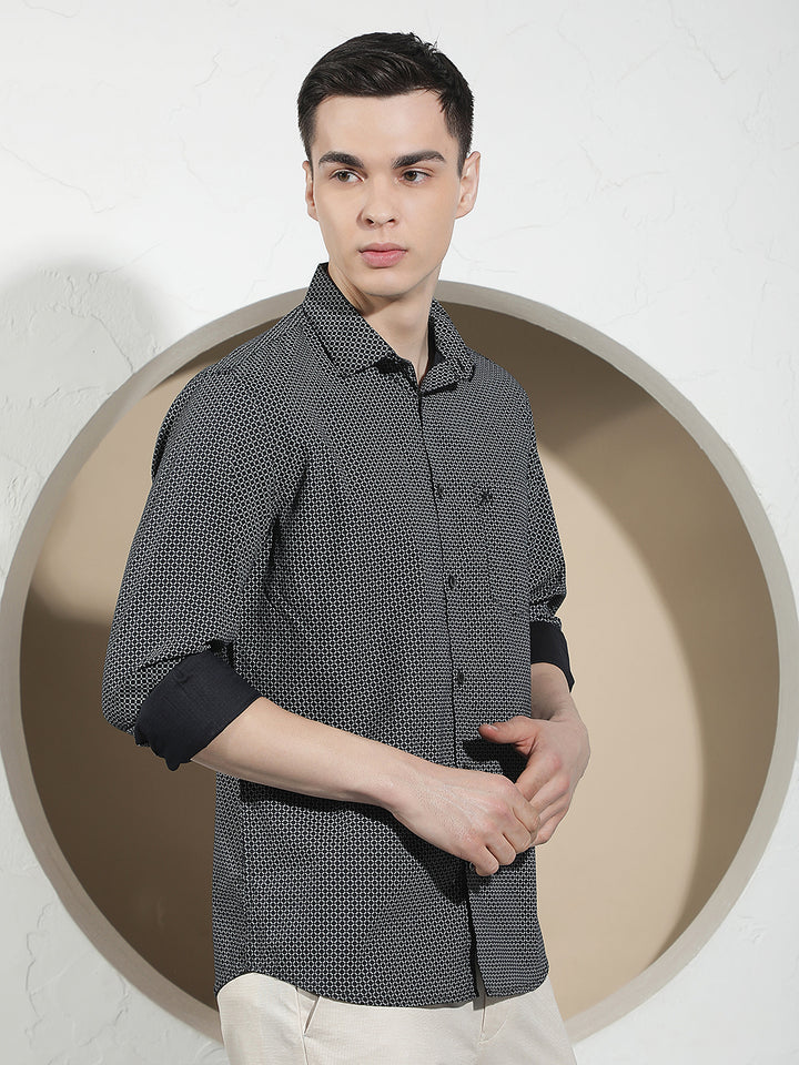 Luxe Onyx Black Printed Shirt