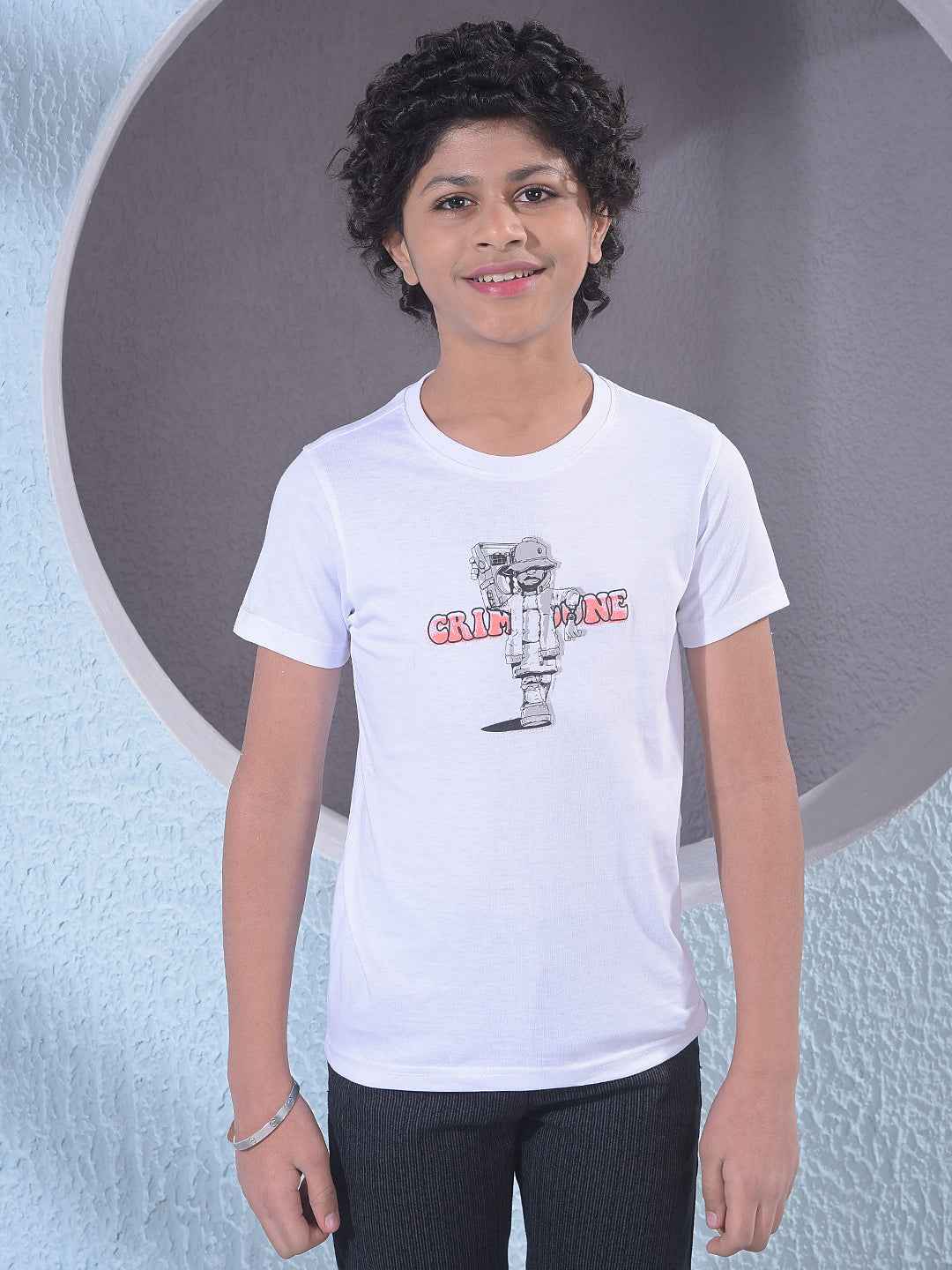 Peach Vertical Striped Layered Shirt with T-Shirt