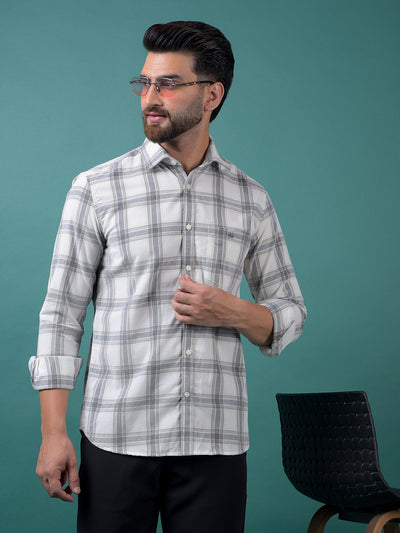 White Checked 100% Cotton Shirt