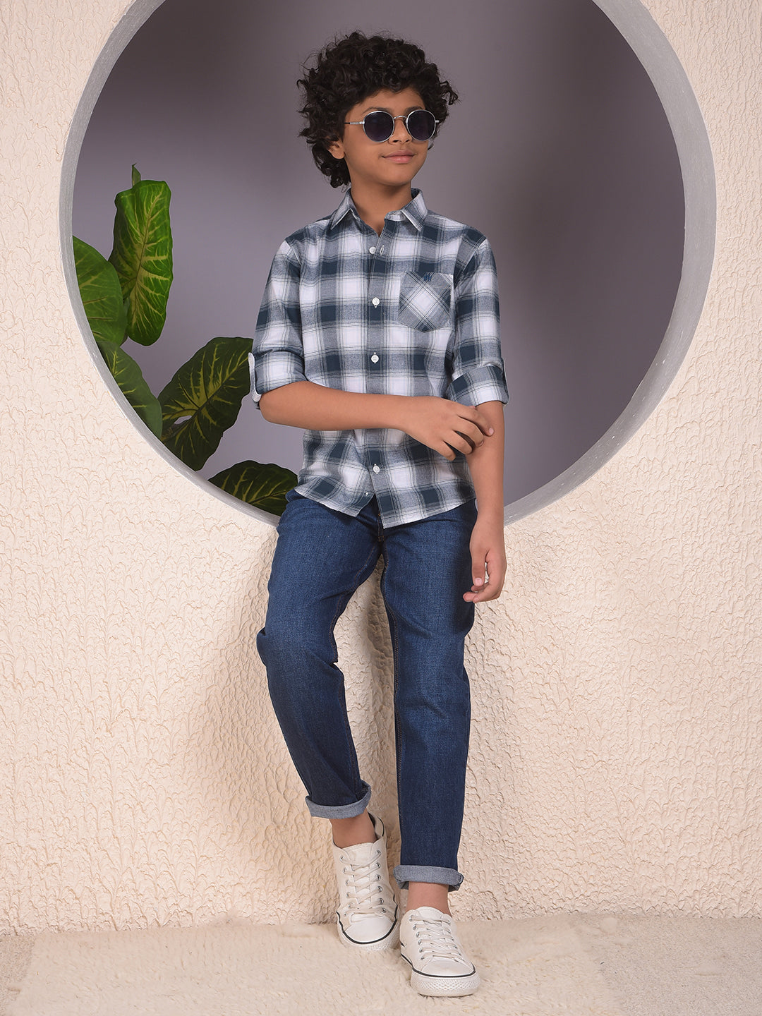 Green Checked 100% Cotton Shirt
