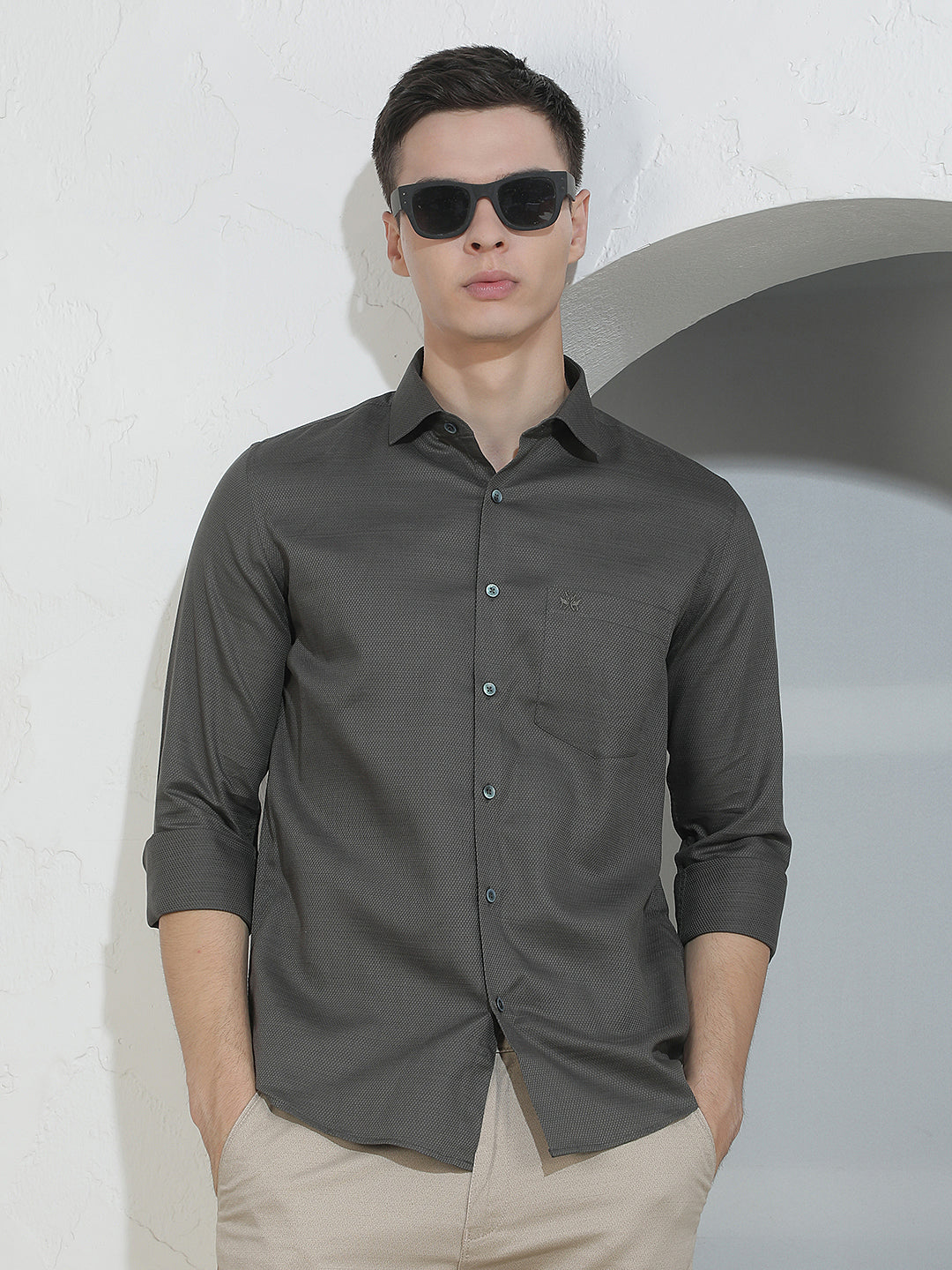 Contemporary Verdant Green Jacquard Shirt