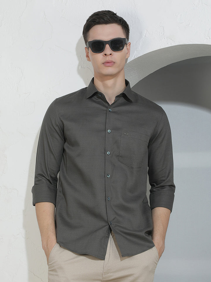 Contemporary Verdant Green Jacquard Shirt