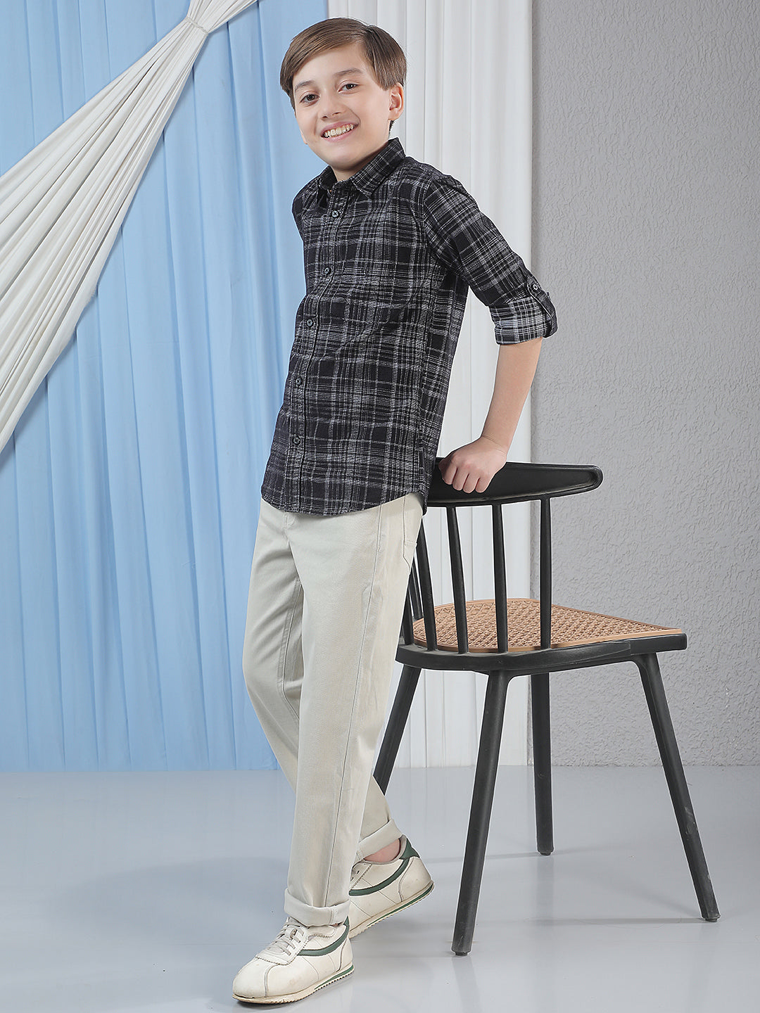 Multi-Color 100% Cotton Corduroy Check-Shirt