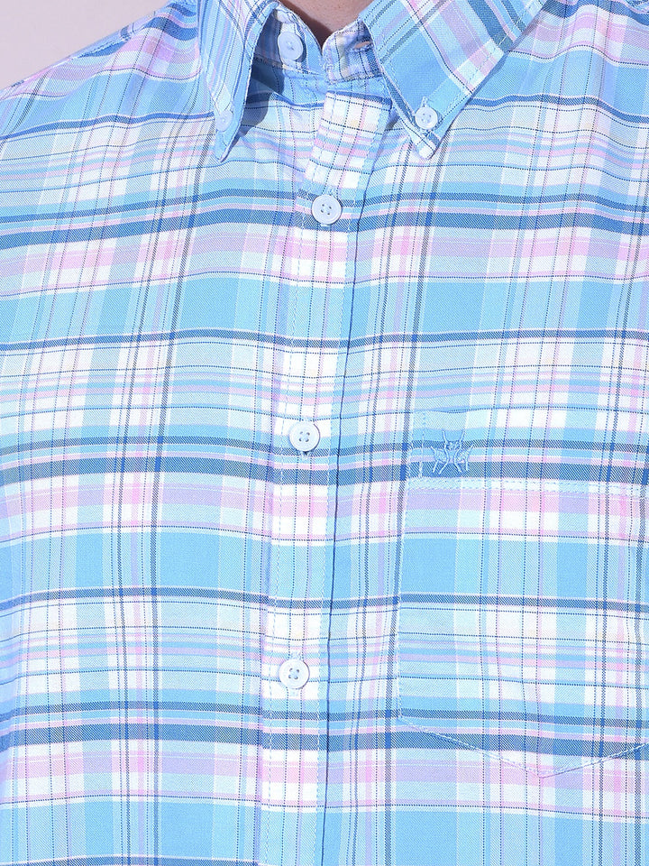 Blue Checked 100% Cotton Shirt