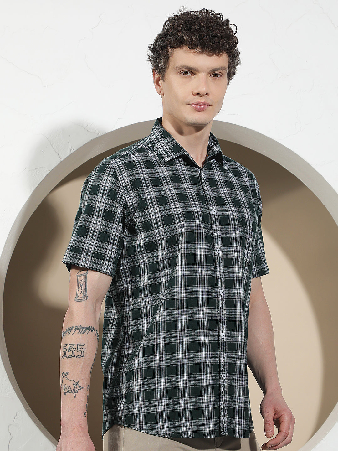 Green Checked 100% Cotton Shirt