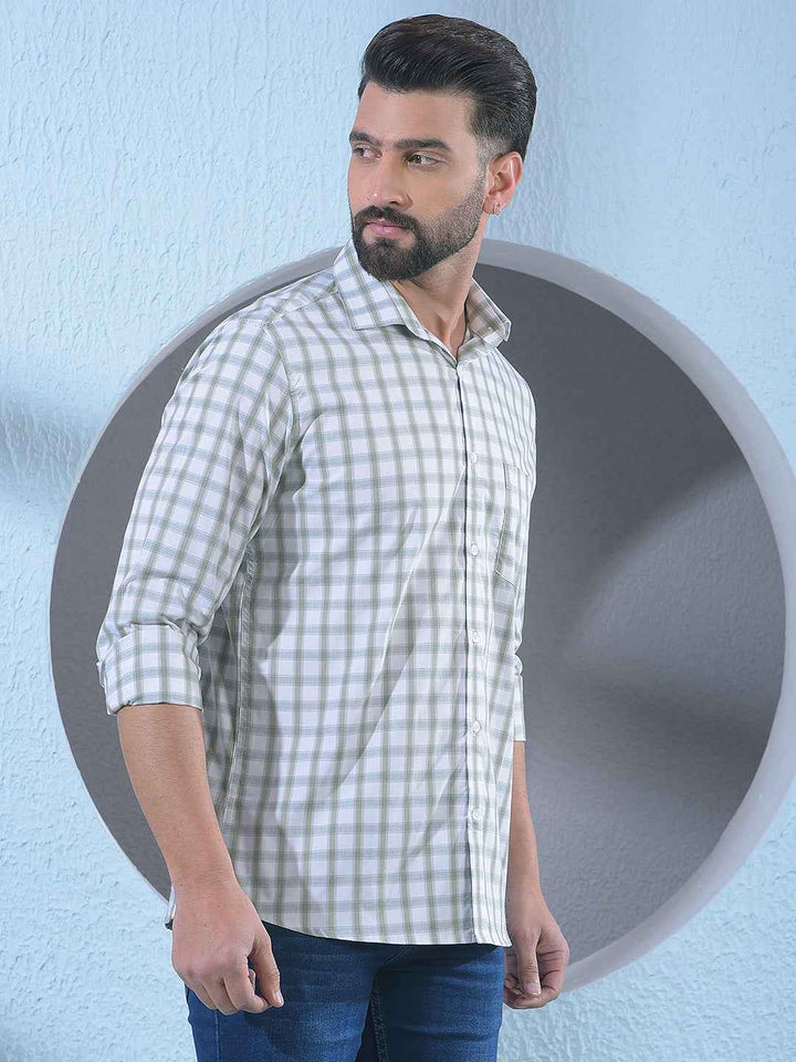rendy Olive Green Cotton Blend Shirt