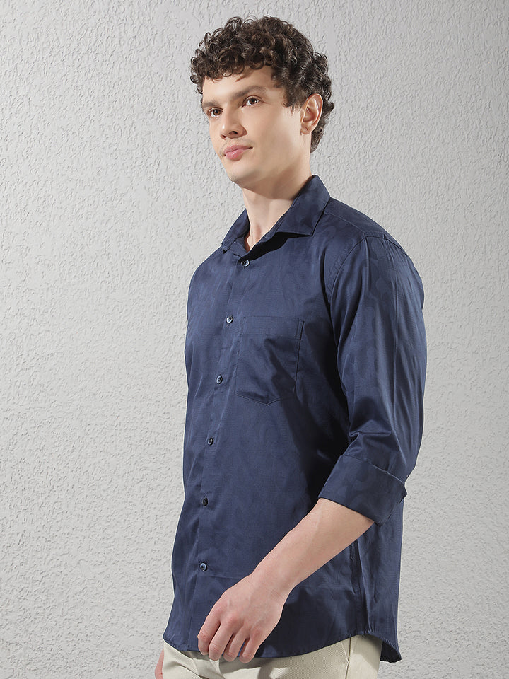 Navy Blue Printed Shirt