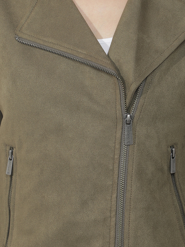 Signature Forest Olive Biker Jacket