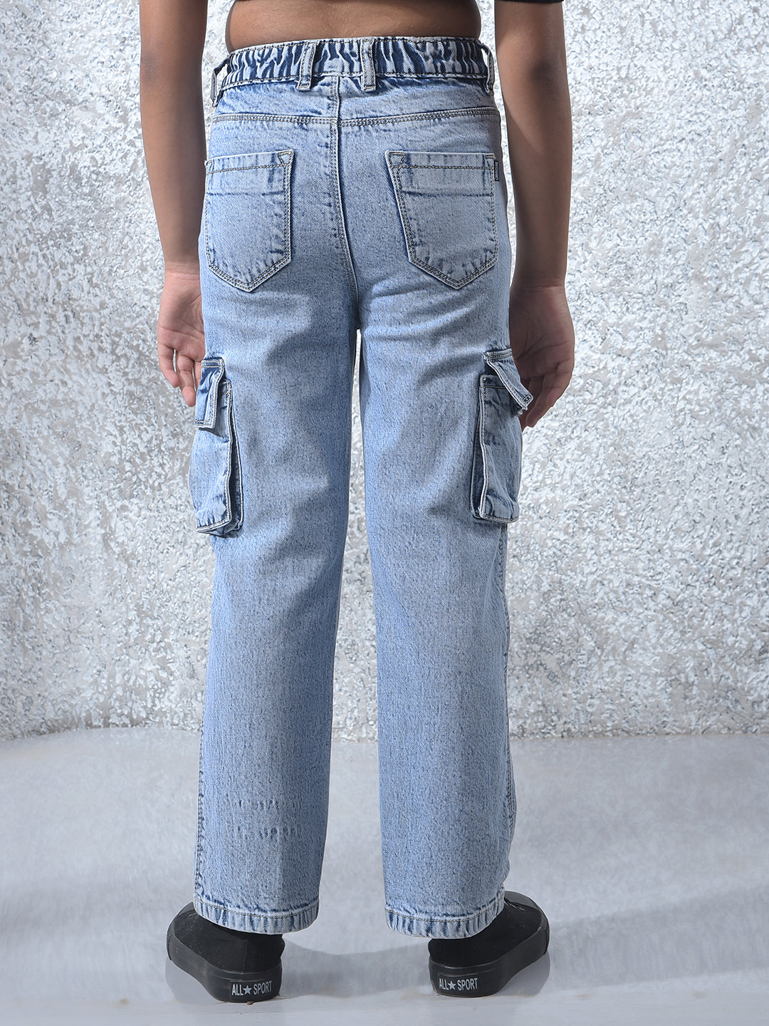 Blue 100% Cotton Cargo Jeans