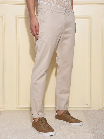 Beige Printed Trousers