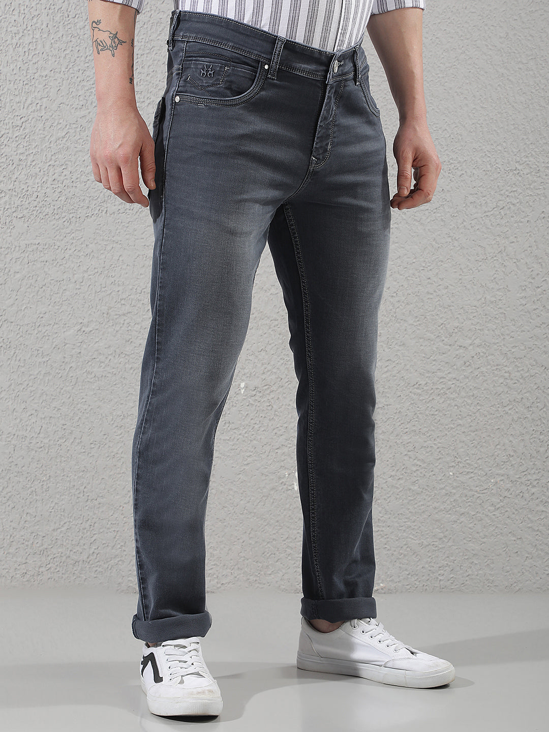 Tailored Ash Grey Straight Jeans