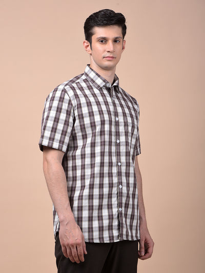Brown Checked 100% Cotton Shirt